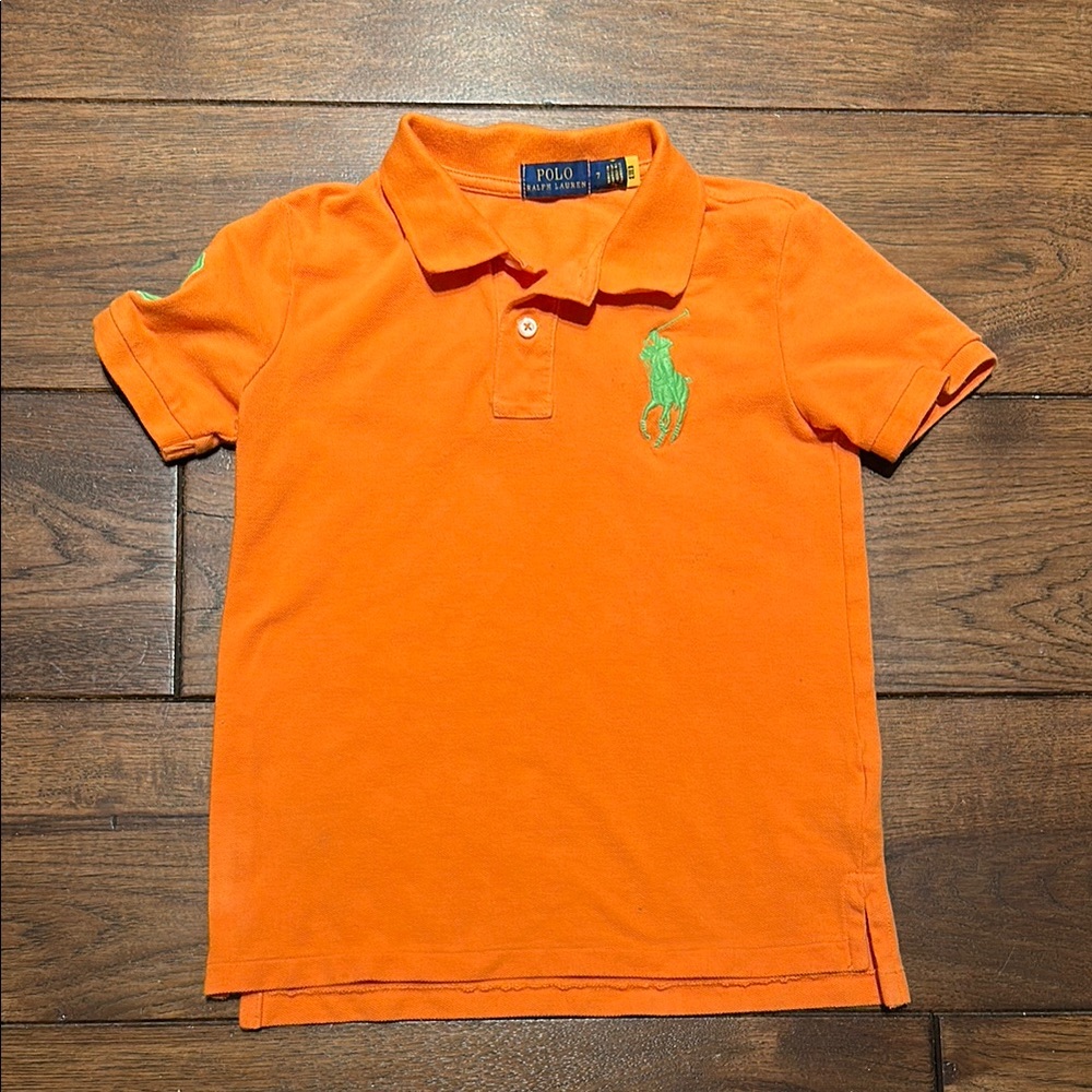 Polo by Ralph Lauren Orange and Green Polo Shirt Classic Design